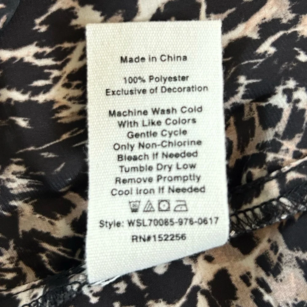 Avec Les Filles | Women’s Black/Tan Long-Sleeve Leopard Print Shirt Dress Size M
